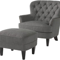 Tafton Fabric Club Chair and Ottoman  Grey