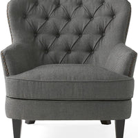 Tafton Fabric Club Chair and Ottoman  Grey