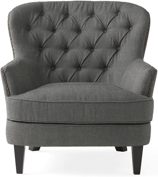 Tafton Fabric Club Chair and Ottoman  Grey