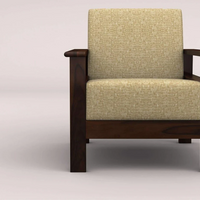 EDWIN 3+1+1 WOODEN SOFA SET (WALNUT FINISH)