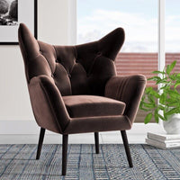 Wide Tufted Velvet Wingback Chair