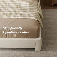 Boucle Bed Frame,Upholstered Bed Frame With Headboard, Surface Cover Soft Cloud Bed Frame Easy Assembly, No Box Spring Required