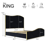 Callisburg Upholstered Bed Frame with Harp Headboard & Footboard