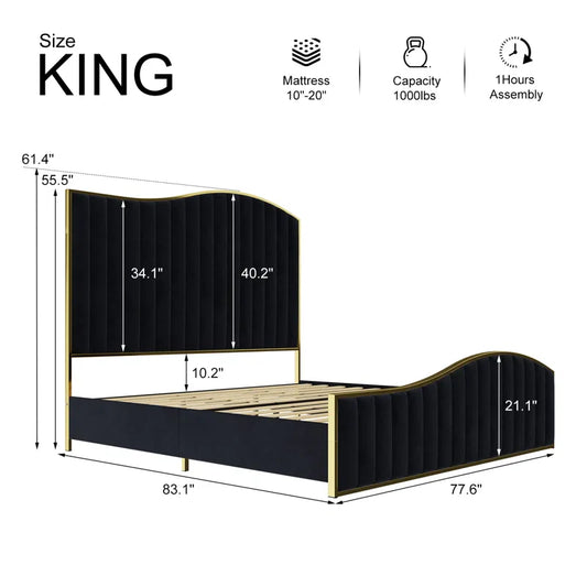 Callisburg Upholstered Bed Frame with Harp Headboard & Footboard