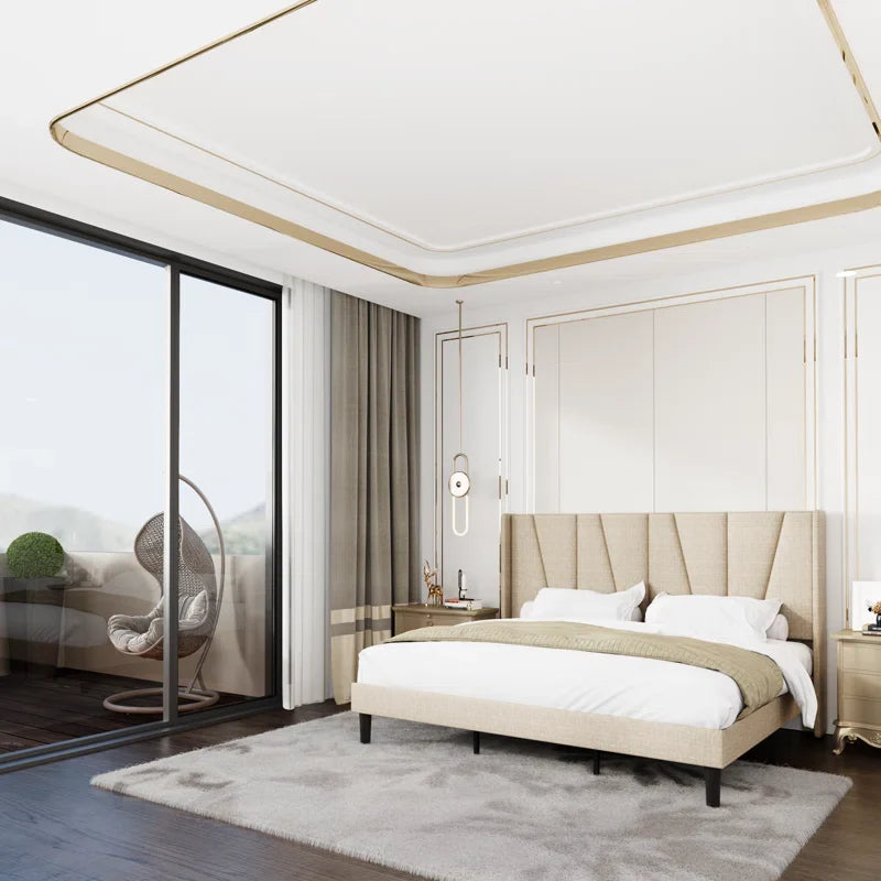 Canuto Upholstered Platform Bed with Wingback Headboard