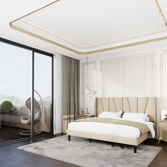 Canuto Upholstered Platform Bed with Wingback Headboard