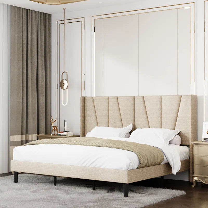 Canuto Upholstered Platform Bed with Wingback Headboard
