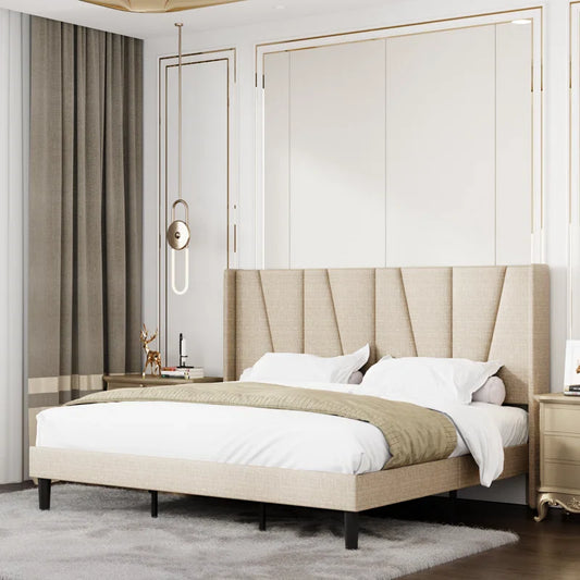 Canuto Upholstered Platform Bed with Wingback Headboard