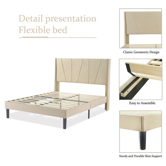 Canuto Upholstered Platform Bed with Wingback Headboard