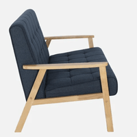 Solid Wood 2 Seater Sofa in Natural & Navy Finish