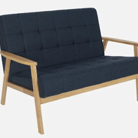 Solid Wood 2 Seater Sofa in Natural & Navy Finish