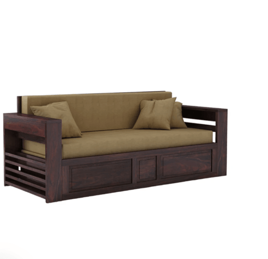 3 SEATER WALNUT SOFA CUM BED SHEESHAM WOOD  | Classics Comfort