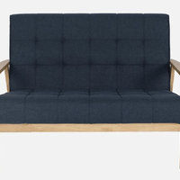 Solid Wood 2 Seater Sofa in Natural & Navy Finish
