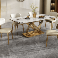 White Dinning Table For Six Person Modern Rectangular Table top