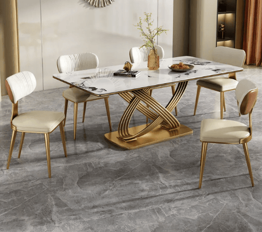 White Dinning Table For Six Person Modern Rectangular Table top