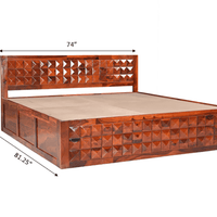 Pluto Sheesham Solid Wood King Size Bed with Storage