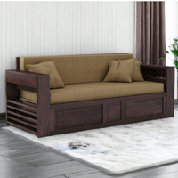 3 SEATER WALNUT SOFA CUM BED SHEESHAM WOOD  | Classics Comfort