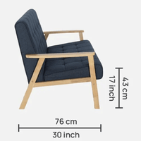 Solid Wood 2 Seater Sofa in Natural & Navy Finish