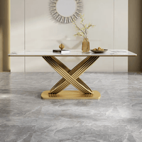 White Dinning Table For Six Person Modern Rectangular Table top