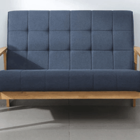 Solid Wood 2 Seater Sofa in Natural & Navy Finish