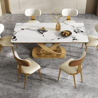 White Dinning Table For Six Person Modern Rectangular Table top