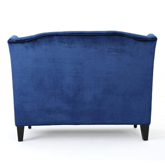 Wooden Two-seater Sofa Recessed Arm Loveseat
