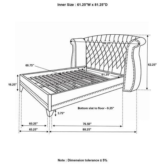 Dasher Upholstered Wingback Bed