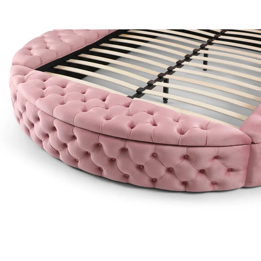Dipansu Upholstered Velvet Round Storage bed with Wingbacks