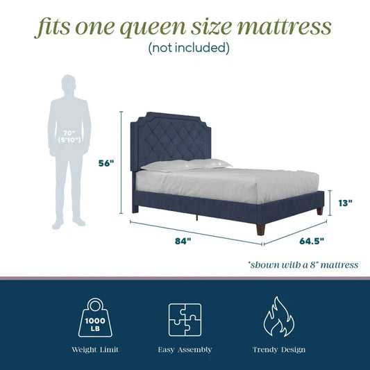 Classic Comfort Novogratz Eloise Upholstered Platform Bed Frame