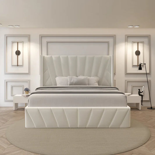 Eva Modern Soft Padded Upholstered Lift up Storage King Bed Frame with Hydrualic & Wood Slats System