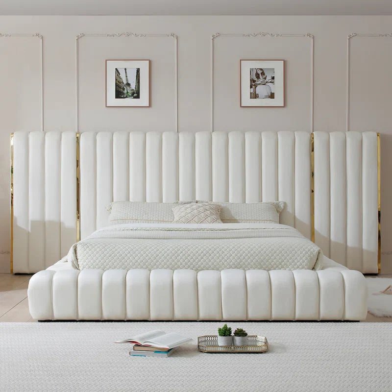 Classic Comfort Avalon Velvet Upholstered Platform Bed with Wings