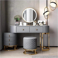 Acodaiuy Vanity Desk | Makeup Vanity Desk White Vanity Table Dressing Table with Drawers Vanity Desk with Mirror & with Lights Makeup Table for Bedroom Bathroom - White