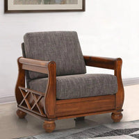Solid Wood 1 Seater Sofa in Brown Colour