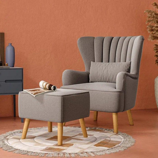 Harden Wide Tufted Wingback Chair and Ottoman