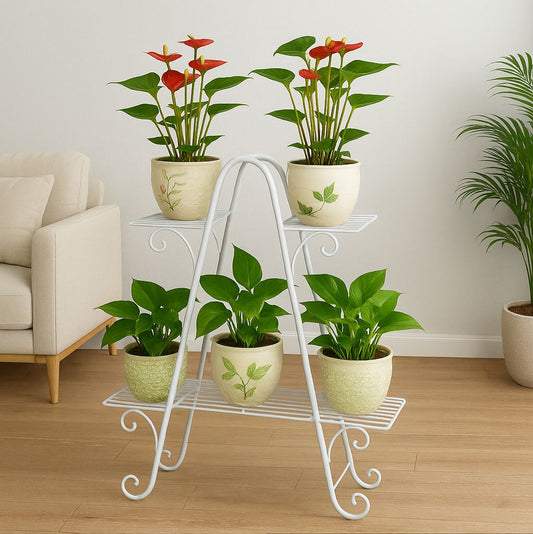 6 Tier Plant Stands for Indoors and Outdoors, Flower Pot Holder Shelf for Multi Plants (White)