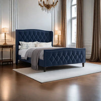 Kailiah Upholstered Metal Wingback Bed