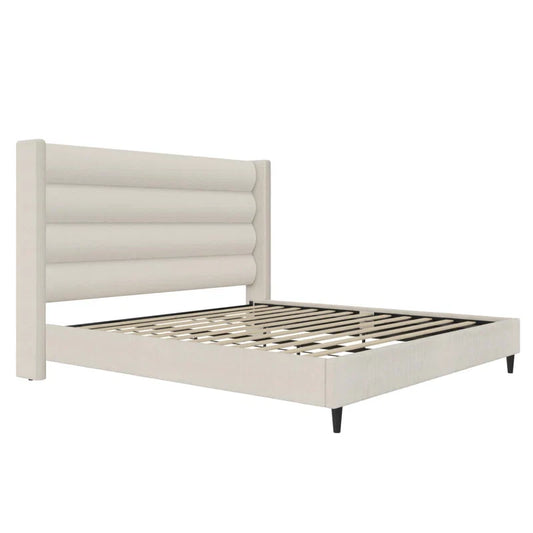 Louis King Upholstered Wingback Bed
