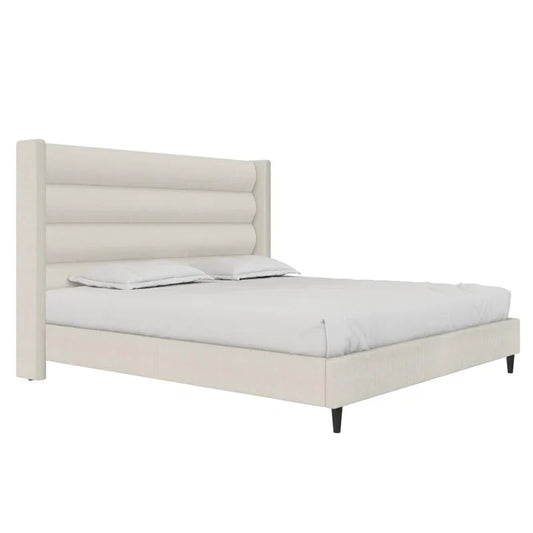 Louis King Upholstered Wingback Bed