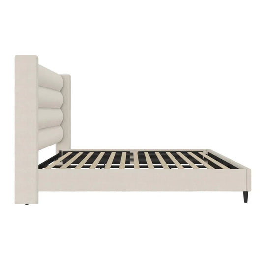 Louis King Upholstered Wingback Bed