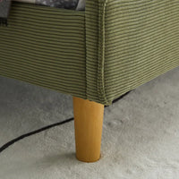 Luxury Corduroy Upholstered Bed - Modern Wingback Design,No Box Spring Needed, Noise-Free