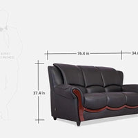 Leatherette 3 Seater Sofa in Eerie Black Colour
