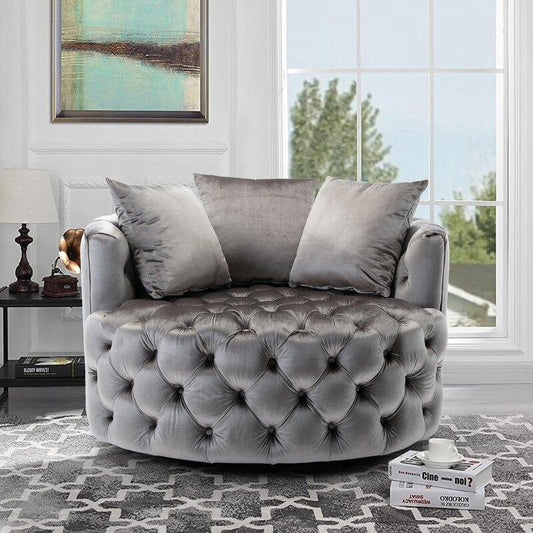 Wide Tufted  Barrel chair Tufted Arm Chair