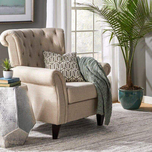 Wide Tufted Armchair Full Back Lounge Chair for Living Room/Home/Offices