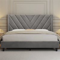 Permelia Upholstered Wingback Bed