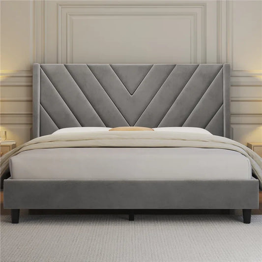 Permelia Upholstered Wingback Bed