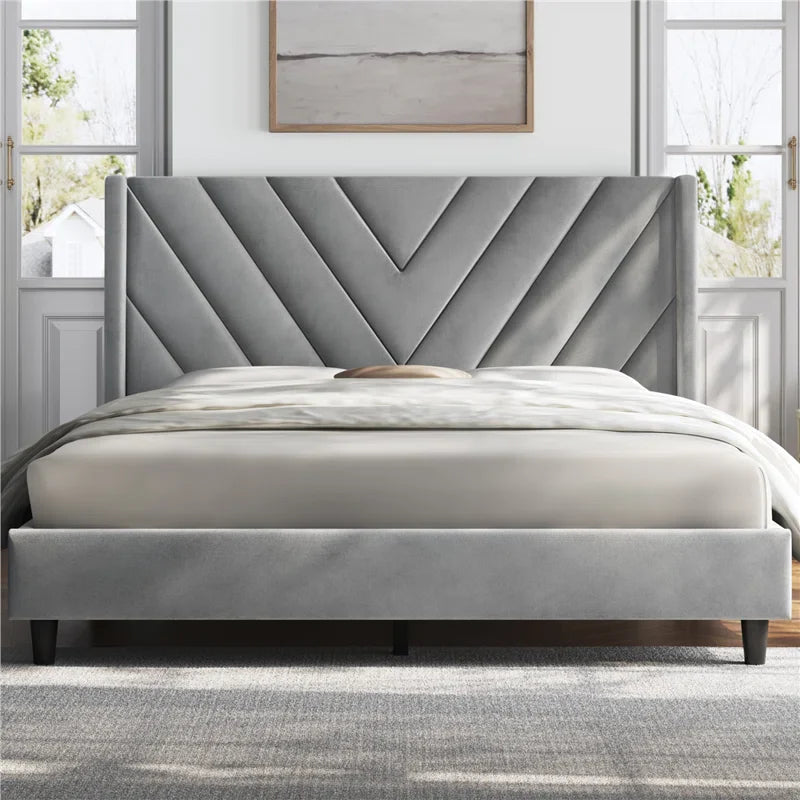 Permelia Upholstered Wingback Bed