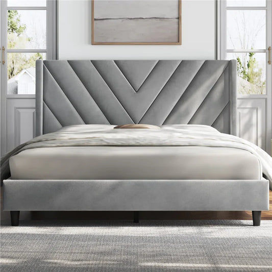 Permelia Upholstered Wingback Bed