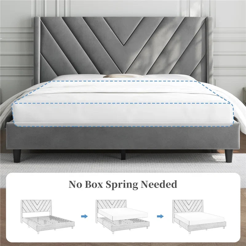 Permelia Upholstered Wingback Bed