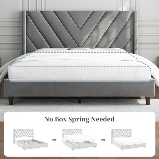 Permelia Upholstered Wingback Bed