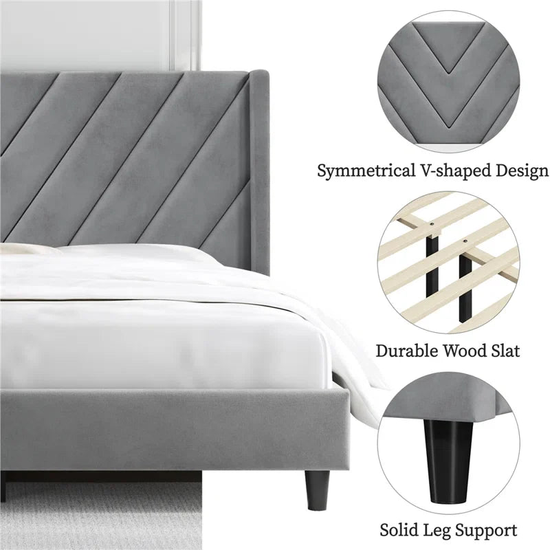Permelia Upholstered Wingback Bed